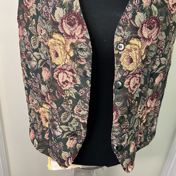 Vintage Northern Tradition Floral Tapestry Vest Waistcoat Size Large - Picture 11 of 12